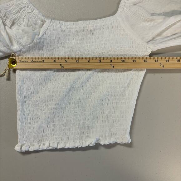 Chelsea & Violet Women's Size Medium White Knitted Crop-Top Boho Inspired Blouse - Picture 7 of 11